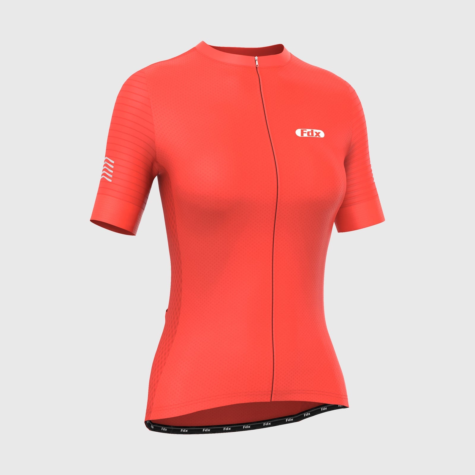 Fdx Womens Orange Short Sleeve Cycling Jersey for Summer Best Road Bike Wear Top Light Weight, Full Zipper, Pockets & Hi-viz Reflectors - Essential