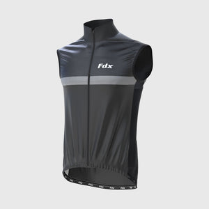 Fdx Men's Black Cycling Gilet Sleeveless Vest for Winter Clothing 360° Reflective, Lightweight, Windproof, Waterproof & Pockets