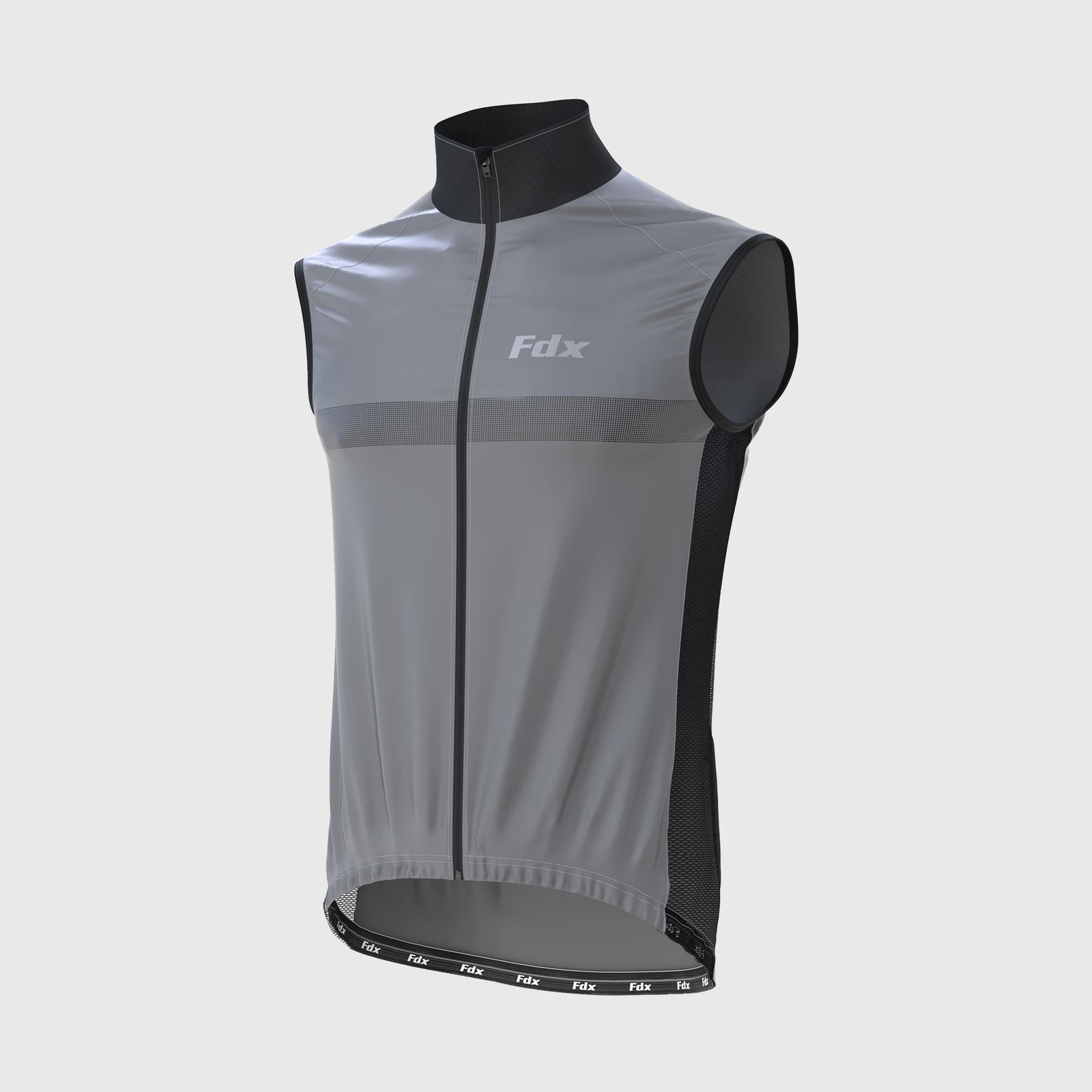 Fdx Men's Black & Grey Cycling Gilet Sleeveless Vest for Winter Clothing 360° Reflective, Lightweight, Windproof, Waterproof & Pockets