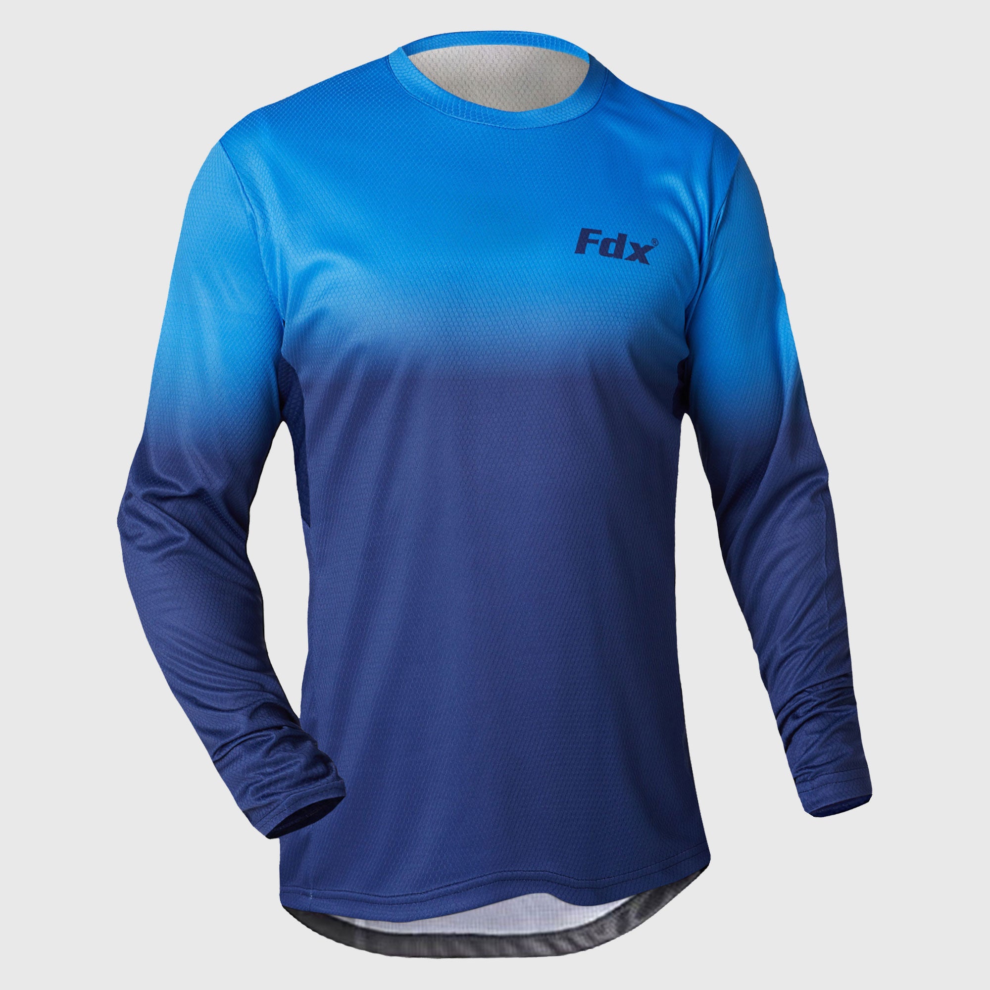 Fdx Men's Blue MTB Jersey Lightweight, Breathable Fabric Summer Mountain Bike Jersey Cycling Gear Uk
