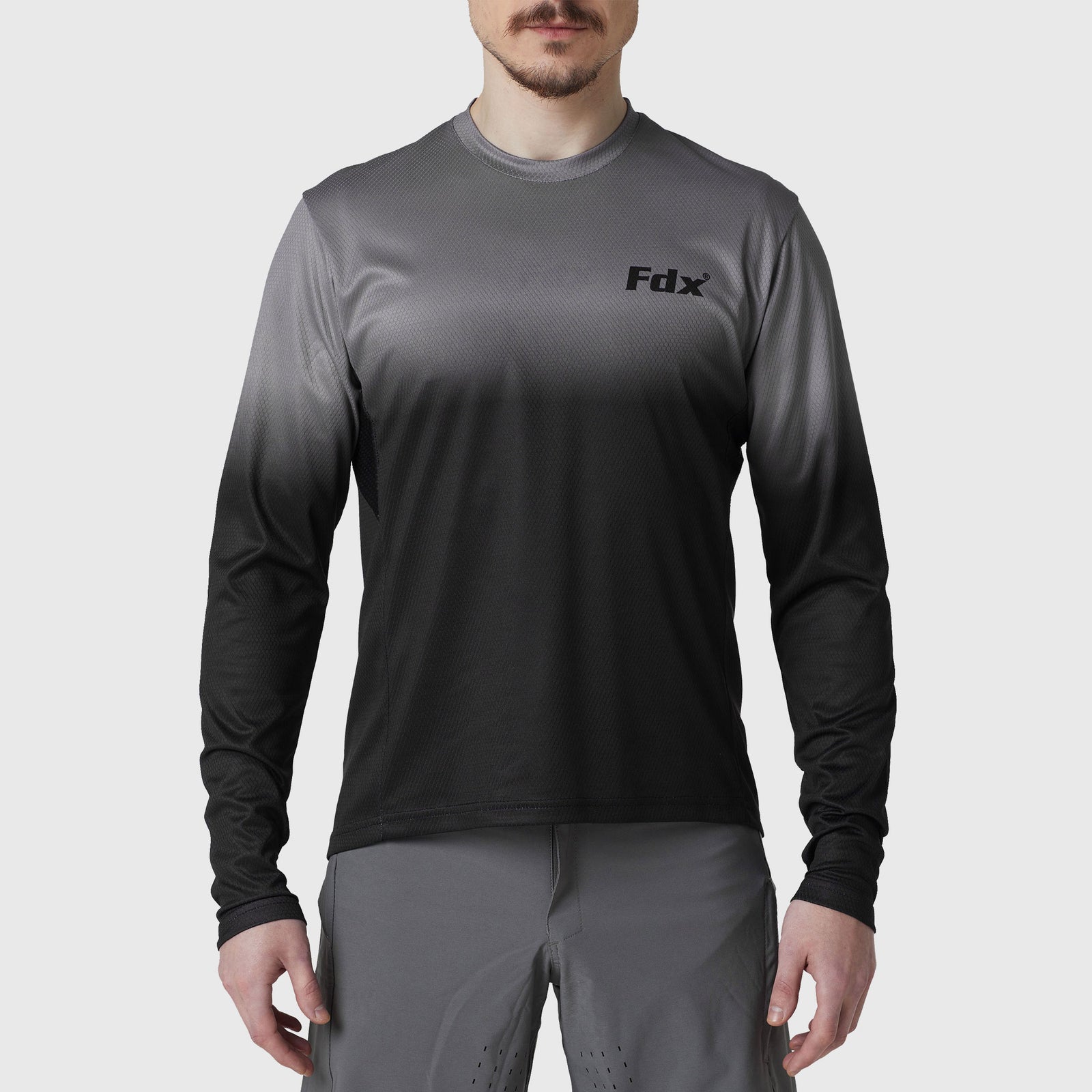 Fdx Men's Black & Grey MTB Jersey Lightweight, Breathable Fabric Summer Mountain Bike Jersey Cycling Gear Uk