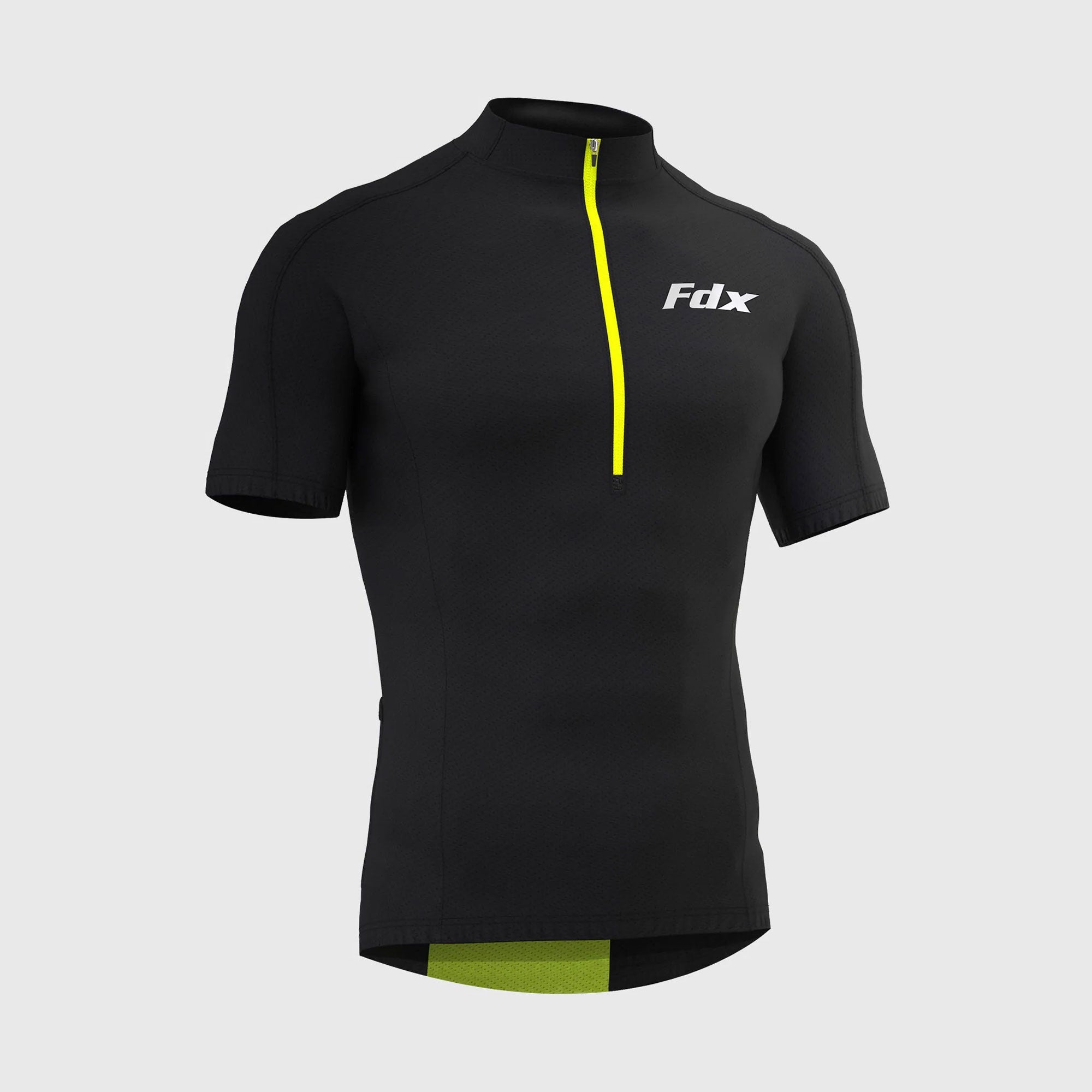 Fdx Mens Black Short Sleeve Cycling Jersey for Summer Best Road Bike Wear Top Light Weight, Full Zipper, Pockets & Hi-viz Reflectors - Pace