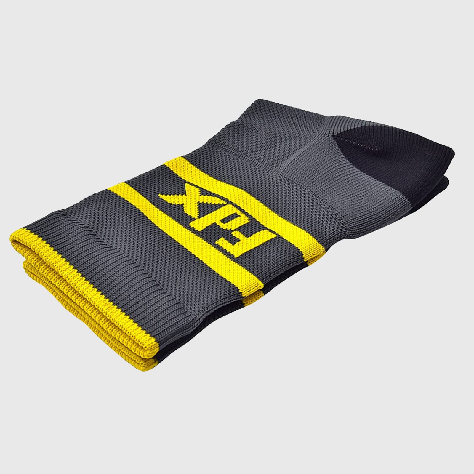 FDX Yellow & Grey Compression Socks Cycling - Breathable Seamless Toe Seams Athletic Sports Socks for Running, Walking, Work, Hiking, and Flight Travel