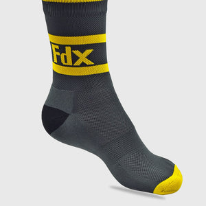 Fdx Grey & Yellow Cycling Socks Compression Running Road Bike Gym Best Specialized Athletic Wear