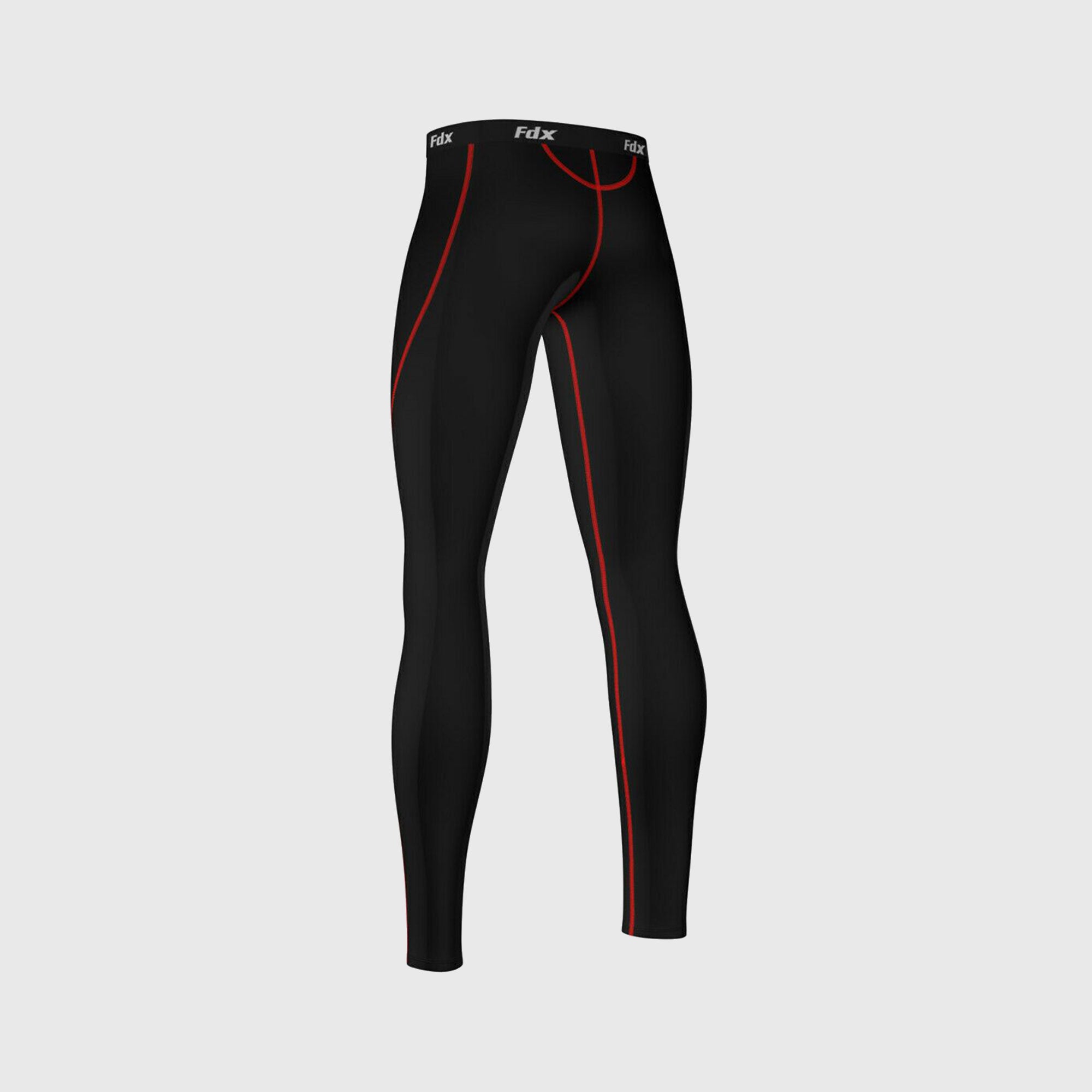 Fdx Black & Red Compression Tights Leggings Gym Workout Running Athletic Yoga Elastic Waistband Strechable Breathable Training Jogging Pants - Thermolinx