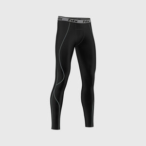 Fdx Black & Grey Compression Tights Leggings Gym Workout Running Athletic Yoga Elastic Waistband Strechable Breathable Training Jogging Pants - Blitz