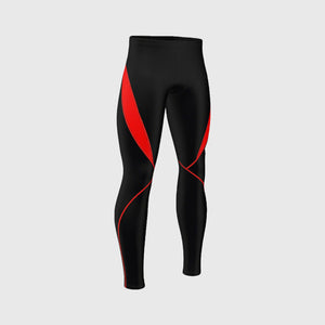 Fdx Breathable Mens Gel Padded Cycling Tights Black & Red For Winter Roubaix Thermal Fleece Reflective Warm Stretchable Leggings - Viper Bike Long Pant