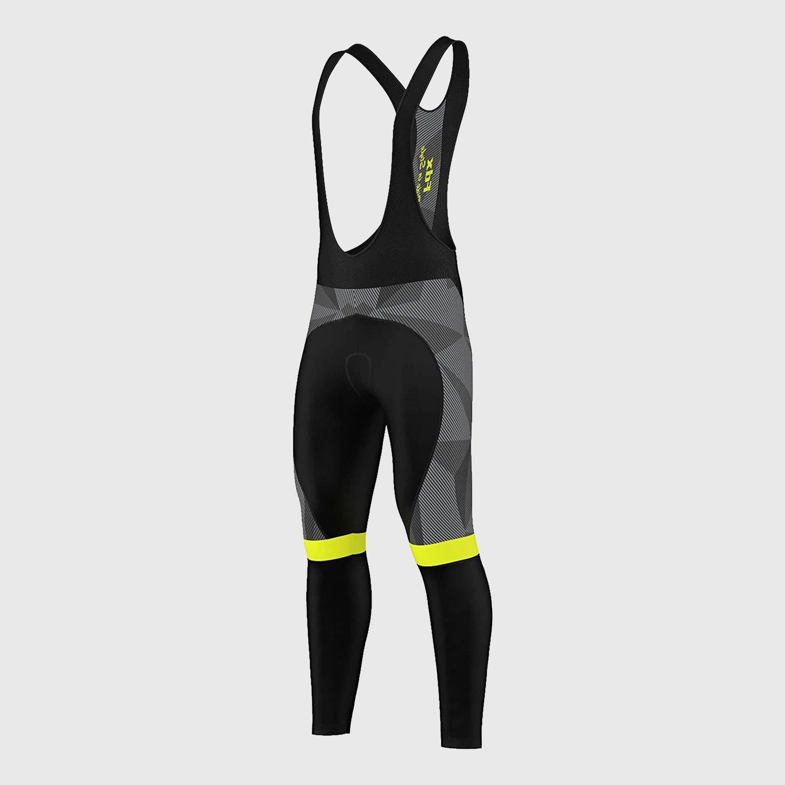 Fdx Mens Yellow Gel Padded Cycling Bib Tights For Winter Roubaix Thermal Fleece Reflective Warm Leggings - Splinter Bike Pants