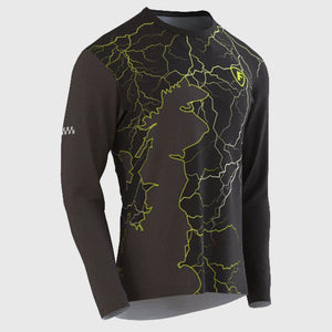 Fdx Men's MTB Jersey Black & Yellow Lightweight, Breathable Fabric Hot season Mountain Bike Jersey Cycling Gear