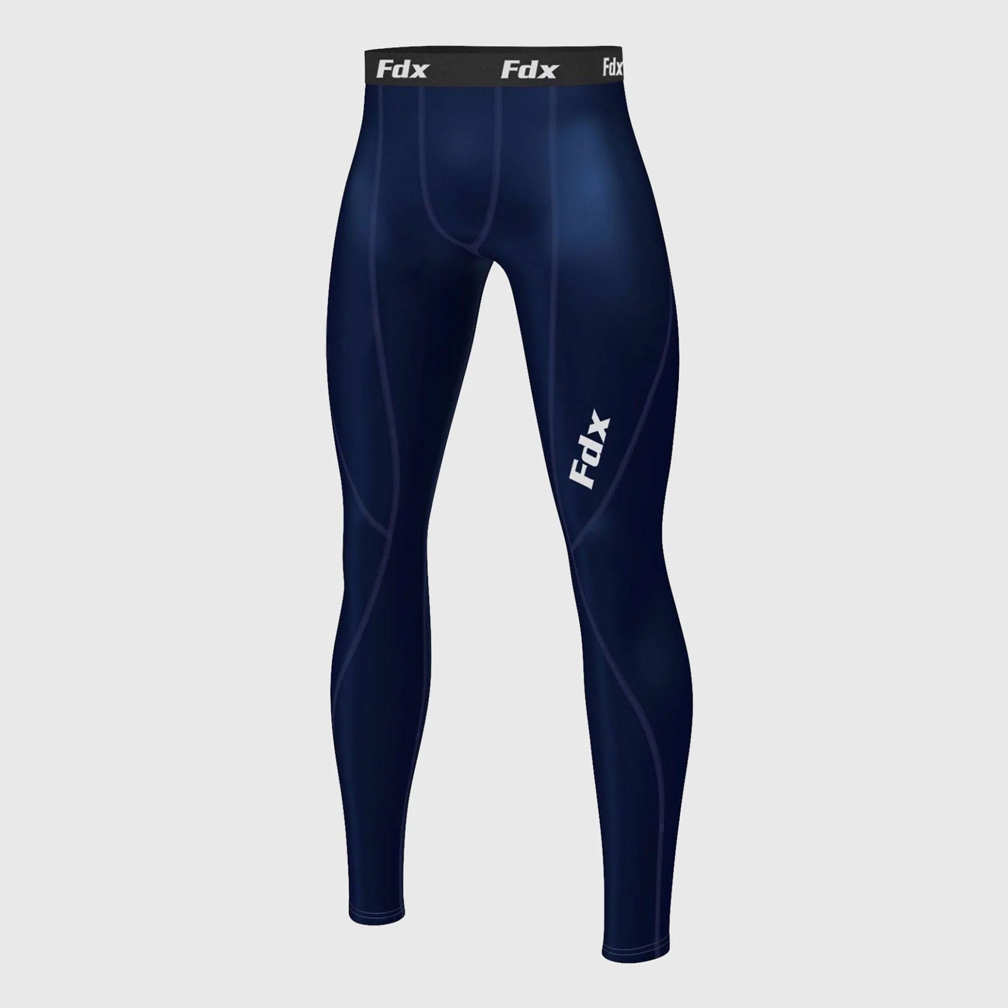 Fdx Navy Blue Compression Tights Leggings Gym Workout Running Athletic Yoga Elastic Waistband Strechable Breathable Training Jogging Pants - Thermolinx