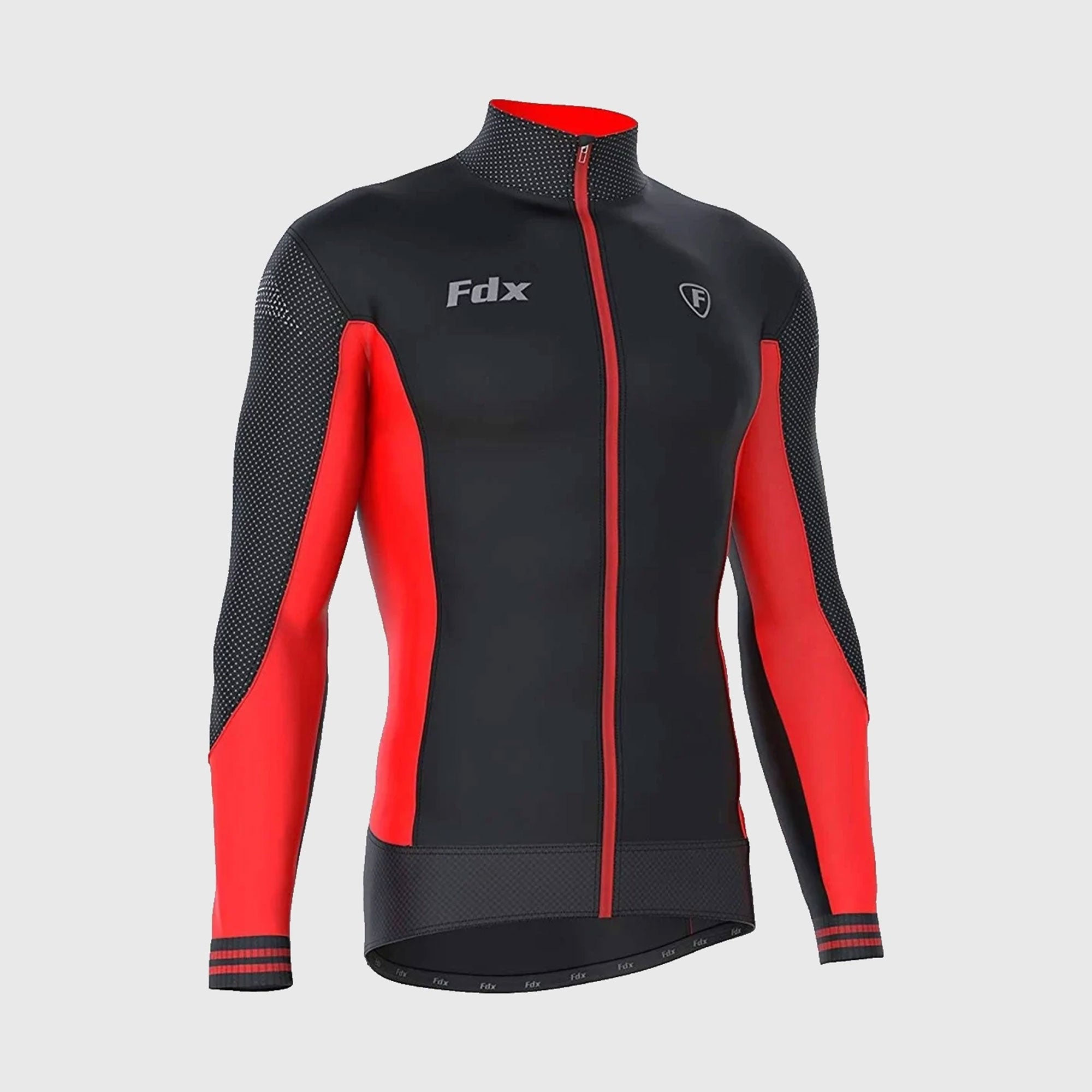 Fdx All Day Men's Long Sleeve Thermal Roubaix Cycling Jersey Red