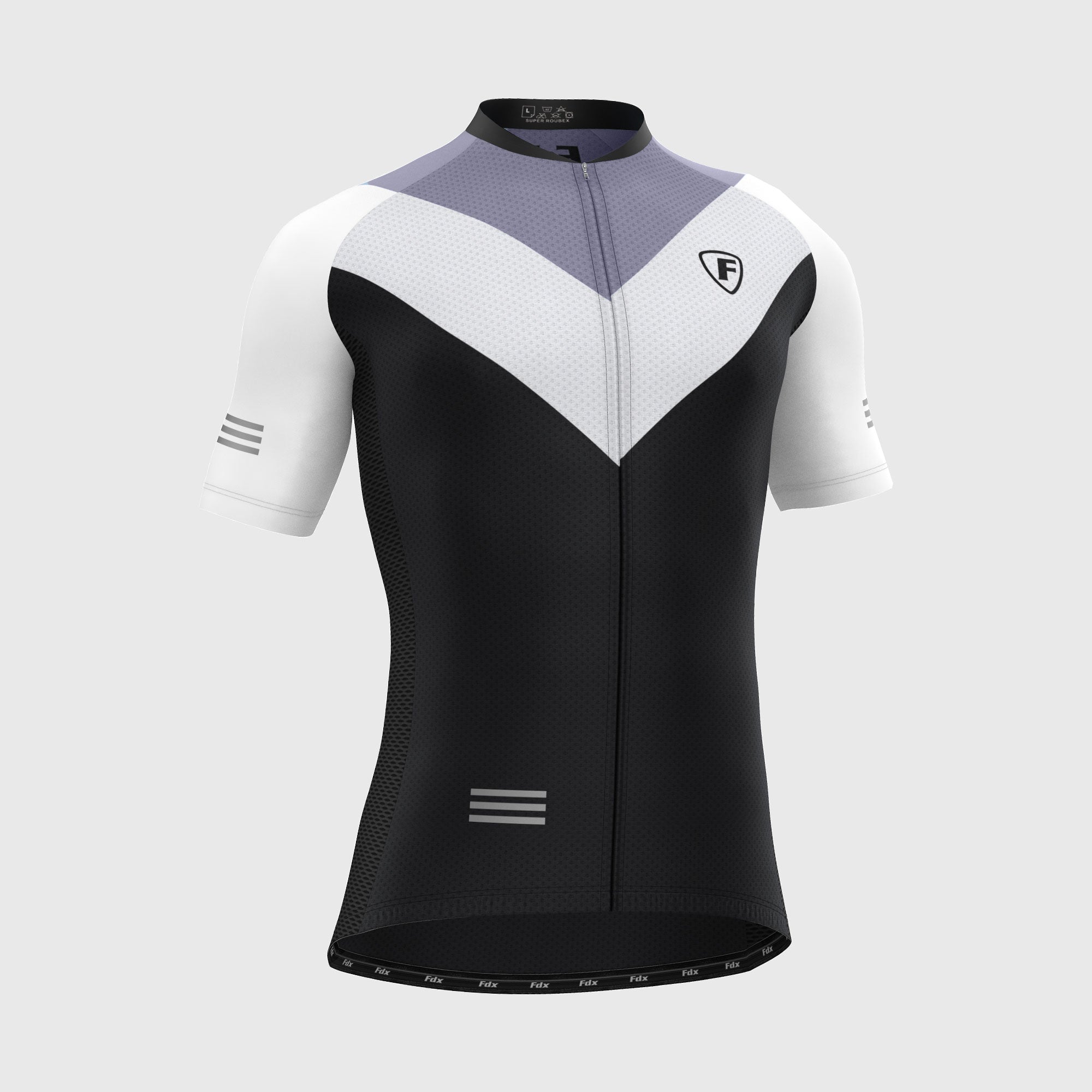 Fdx Mens Black & Grey Short Sleeve Cycling Jersey for Summer Best Road Bike Wear Top Light Weight, Full Zipper, Pockets & Hi-viz Reflectors - Velos
