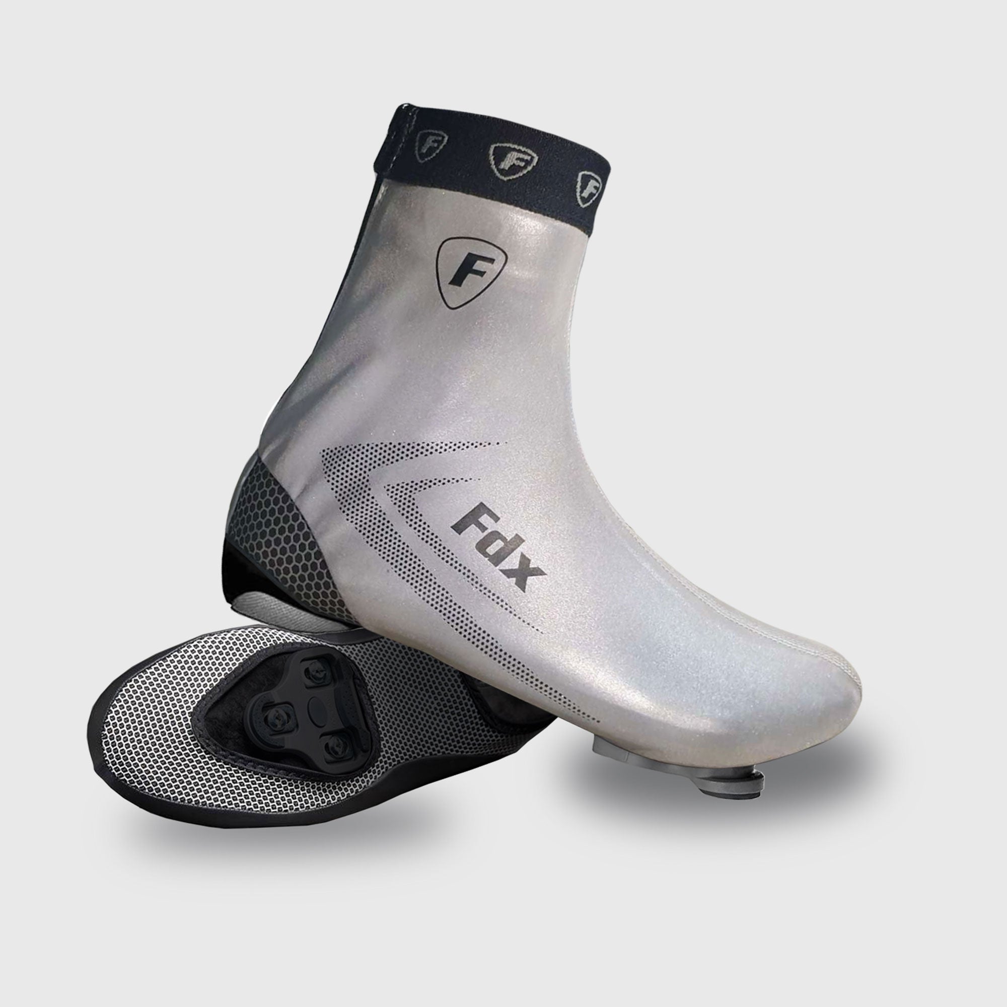 Fdx Unisex Grey Cycling Over Shoe Breathable Lightweight Rainproof Hi Viz Reflective Details Men Women Cycling Gear UK