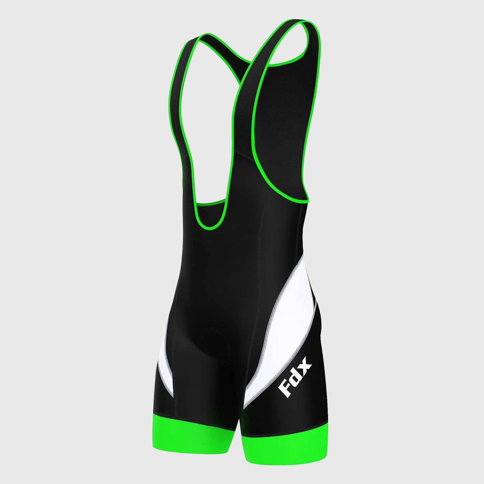 Fdx Mens Black & Green Gel Padded Cycling Bib Shorts For Summer Best Outdoor Road Bike Short Length Bib - Windsor