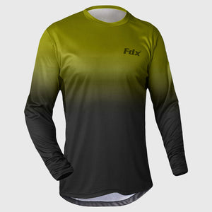 Fdx Men's Green Black MTB Jersey Lightweight, Breathable Fabric Summer Mountain Bike Jersey Cycling Gear Uk