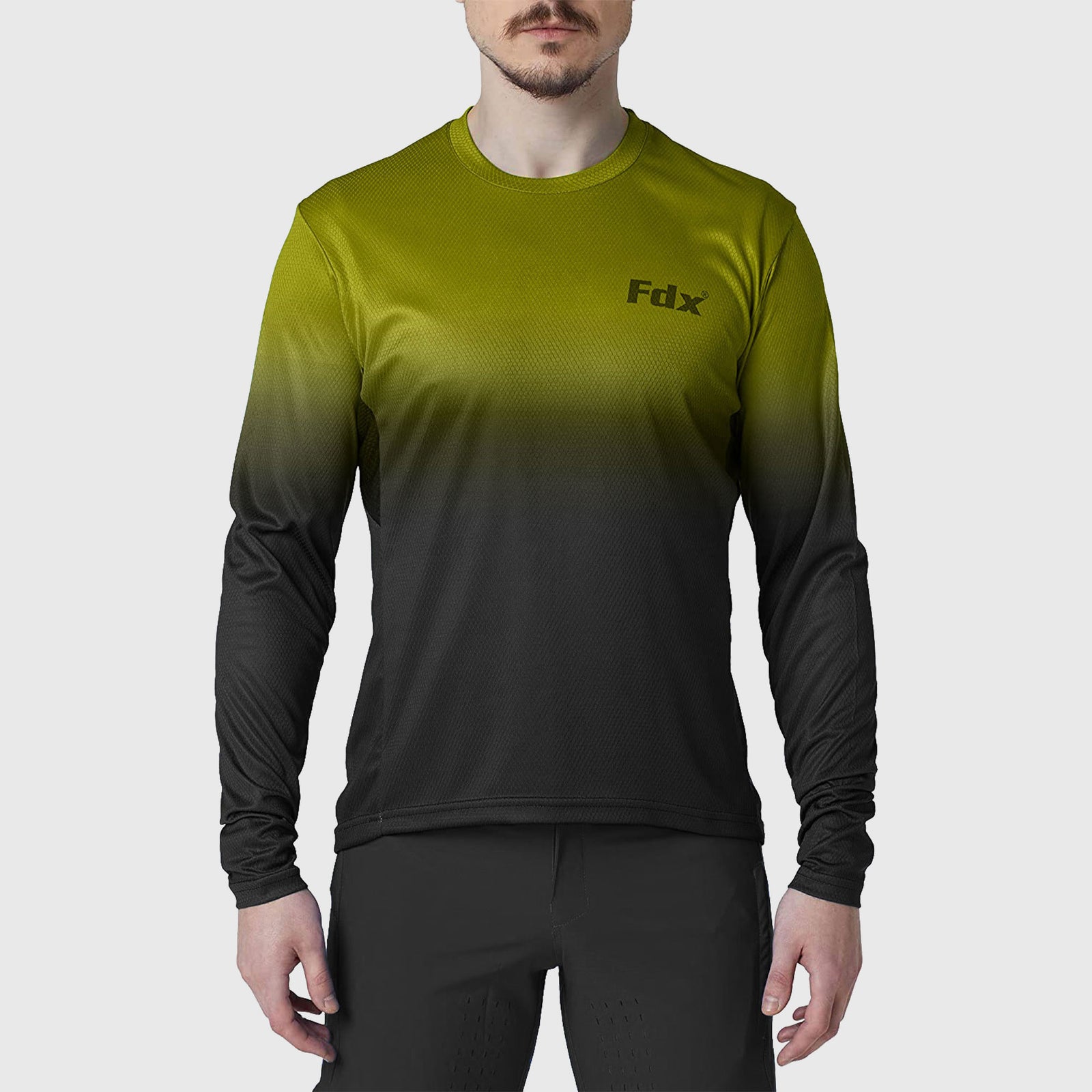 Fdx Men's Green Black MTB Jersey Lightweight, Breathable Fabric Summer Mountain Bike Jersey Cycling Gear Uk