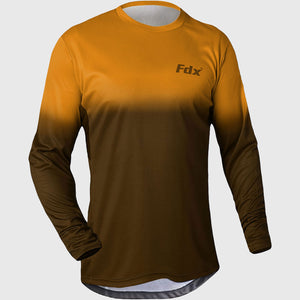Fdx Men's yellow Brown MTB Jersey Lightweight, Breathable Fabric Summer Mountain Bike Jersey Cycling Gear Uk